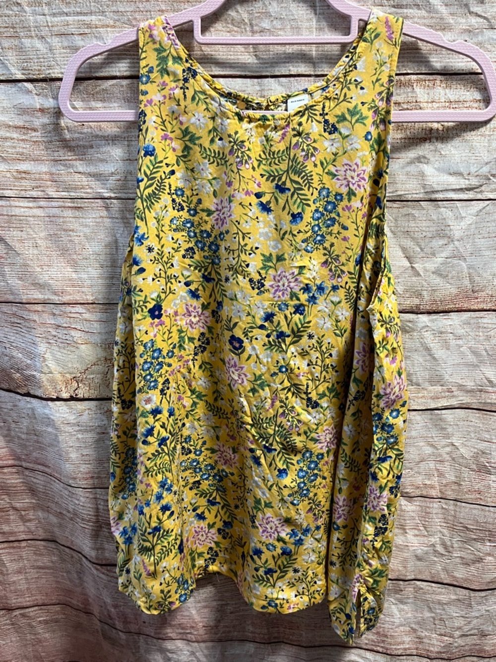 Yellow floral sleeveless blouse-Ladies Large-Old Navy